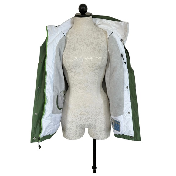 Columbia Women’s Winter Hooded Jacket Waterproof  Green & White Size Medium - Picture 6 of 16